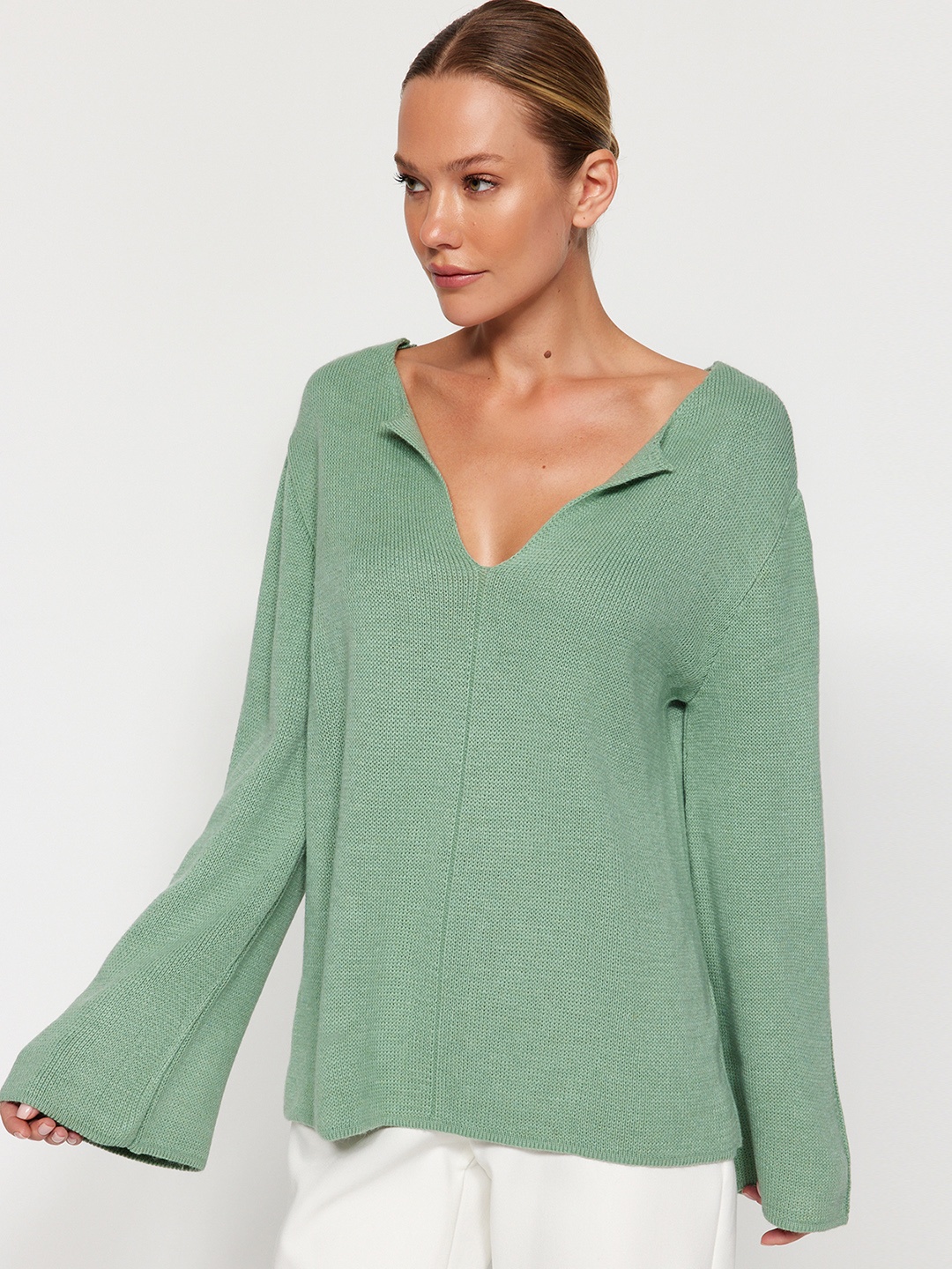 

Trendyol Solid Pullover Sweater, Green