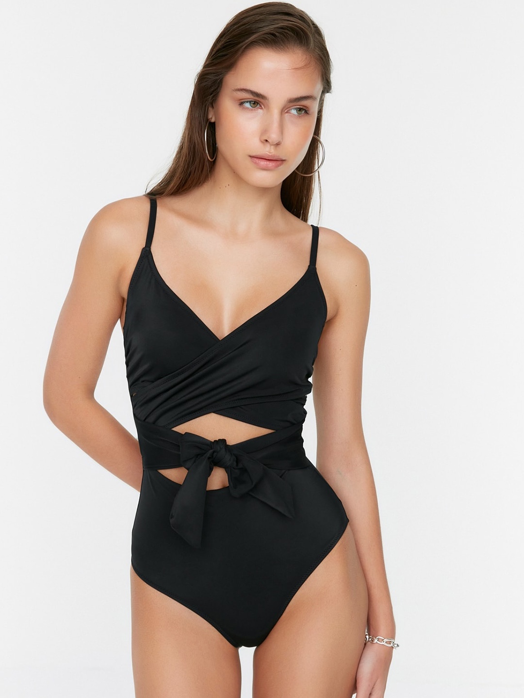 

Trendyol V-Neck Swim Bodysuit, Black