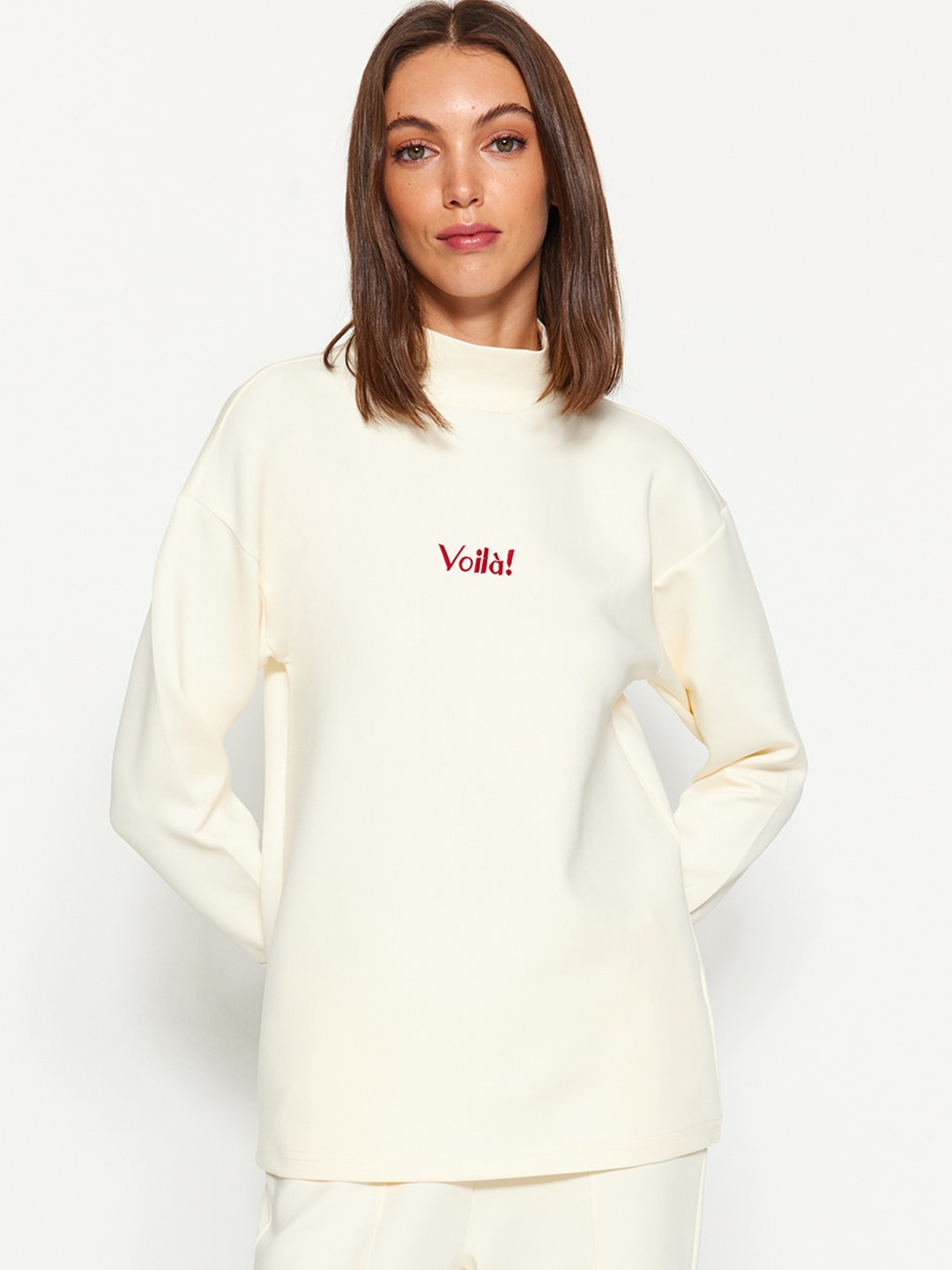 

Trendyol Mock Collar Long Sleeves Pure-Cotton Tracksuits, Beige
