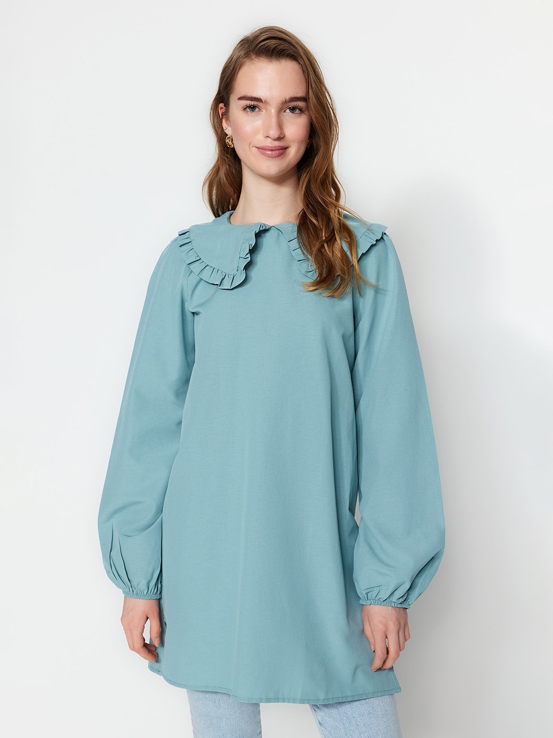 

Trendyol Peter Pan Collar Long Sleeves Tunic, Blue