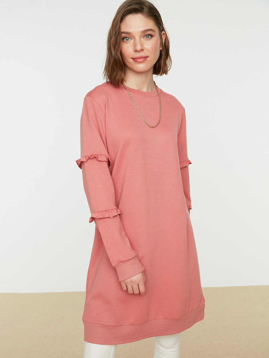 

Trendyol Round Neck Long Sleeves Tunic, Red