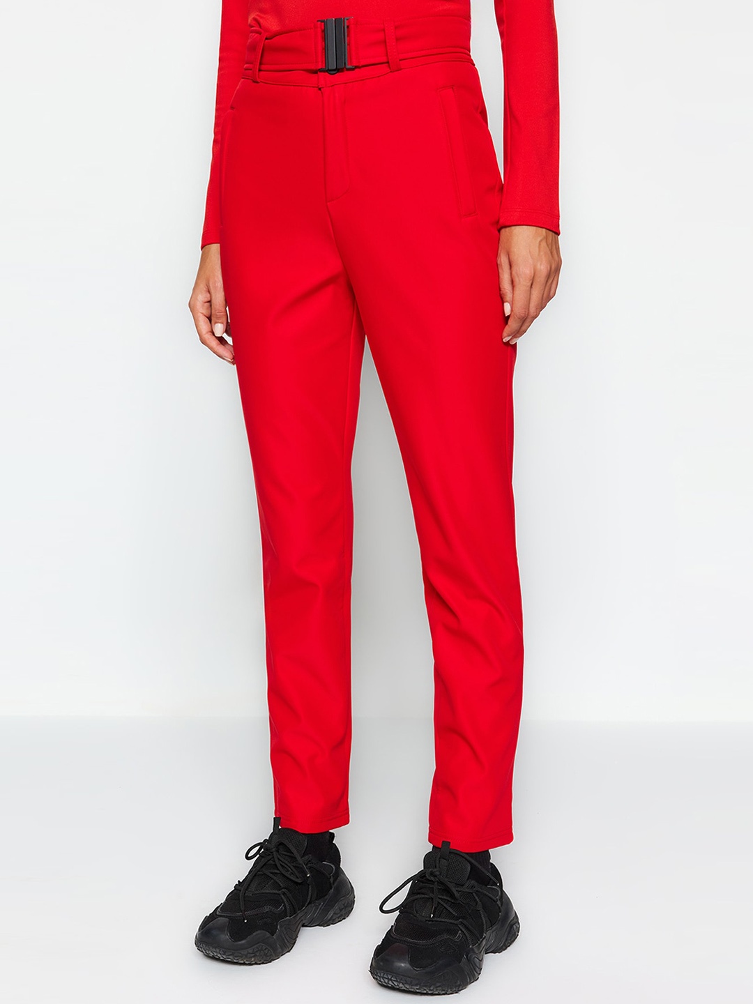 

Trendyol Women Regular Fit Mid-Rise Track Pant, Red