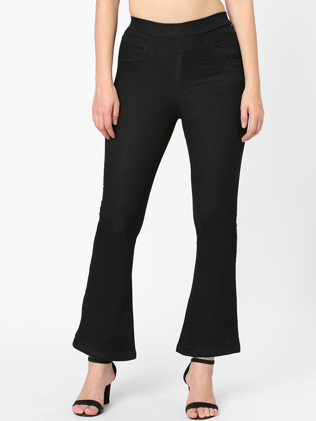 

Kraus Jeans Women Flared High-Rise Jeans, Black