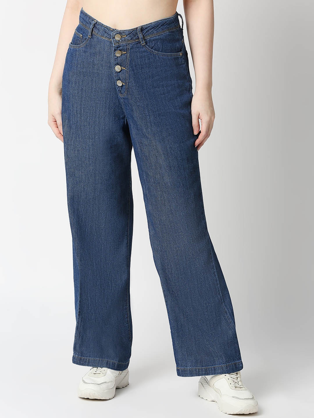 

Kraus Jeans Women Wide Leg High-Rise Cotton Jeans, Blue