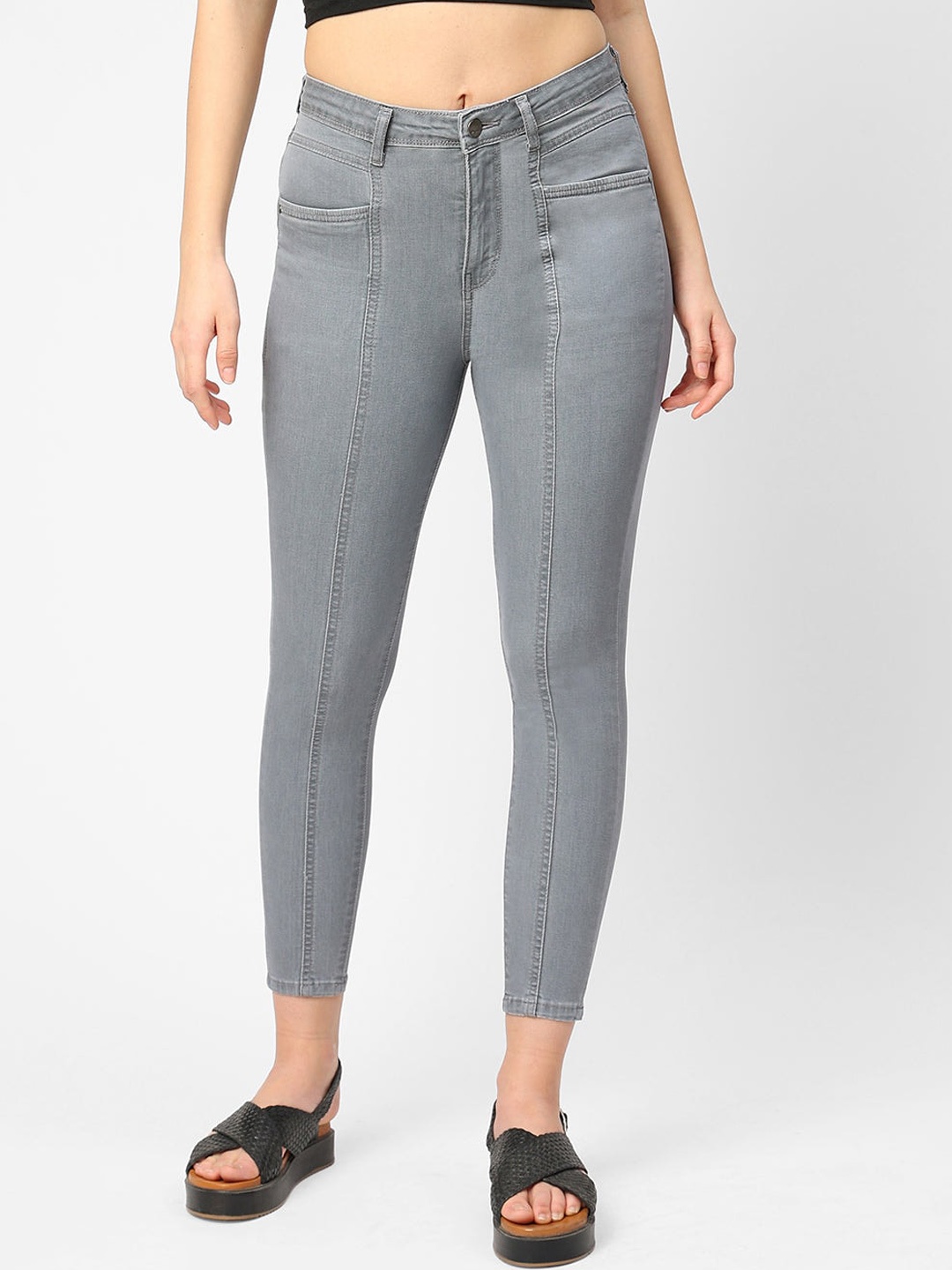 

Kraus Jeans Women Super Skinny Fit High-Rise Stretchable Jeans, Grey