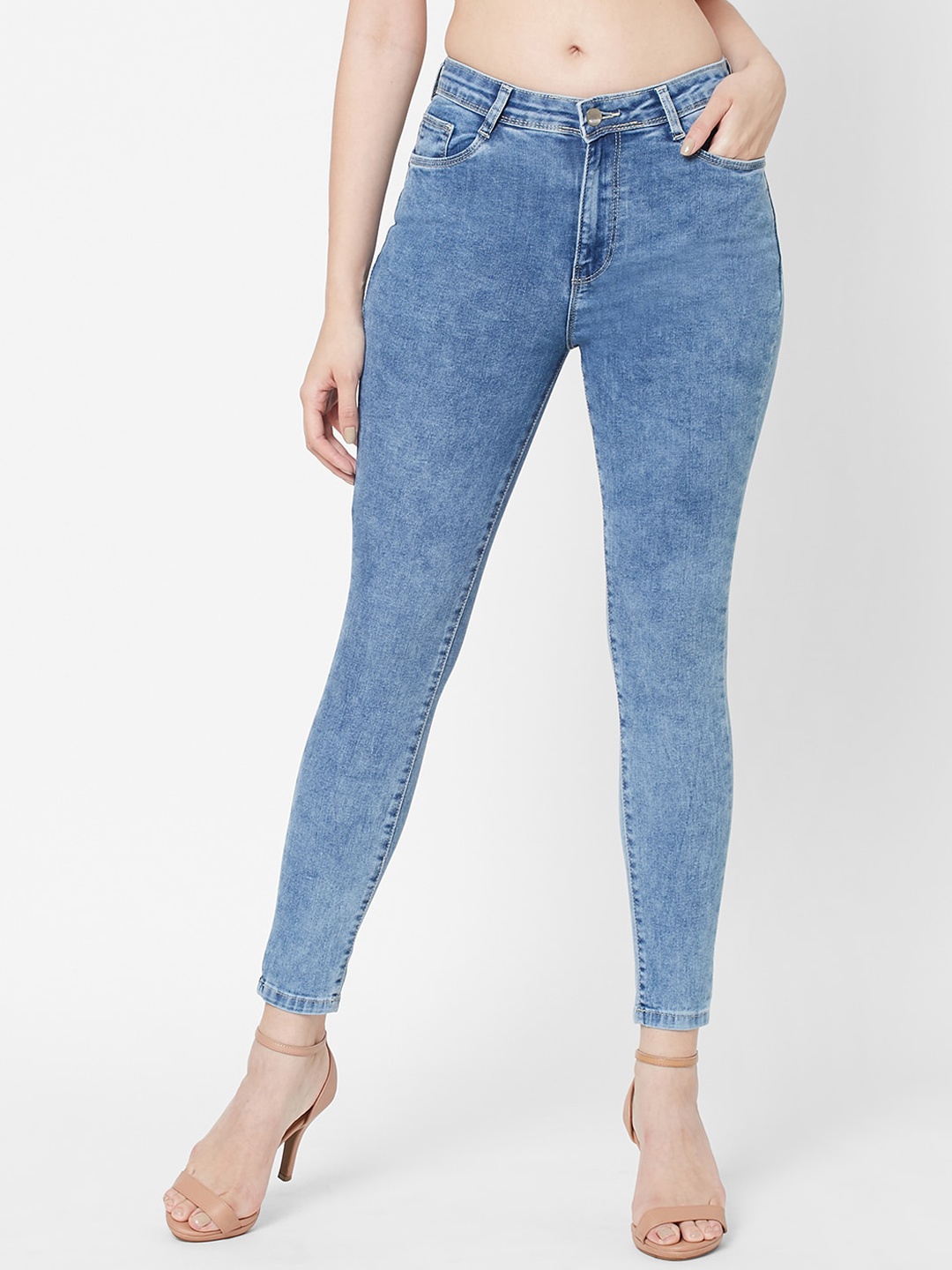 

Kraus Jeans Women Super Skinny Fit High-Rise Light Fade Jeans, Blue