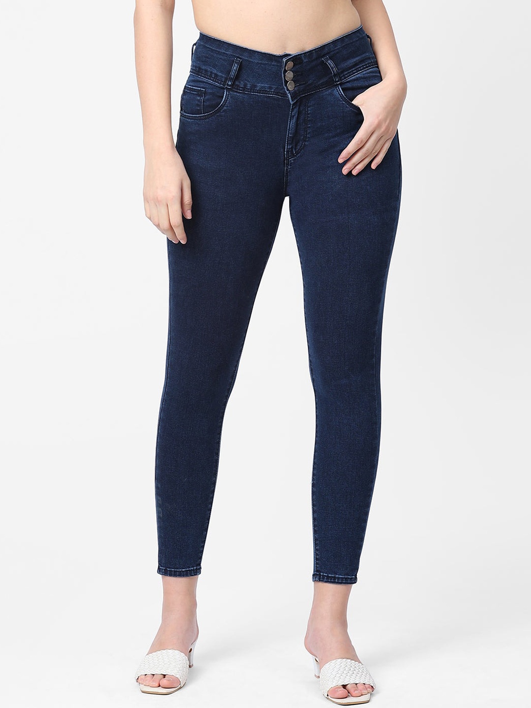 

Kraus Jeans Women Skinny Fit High-Rise Stretchable Jeans, Blue