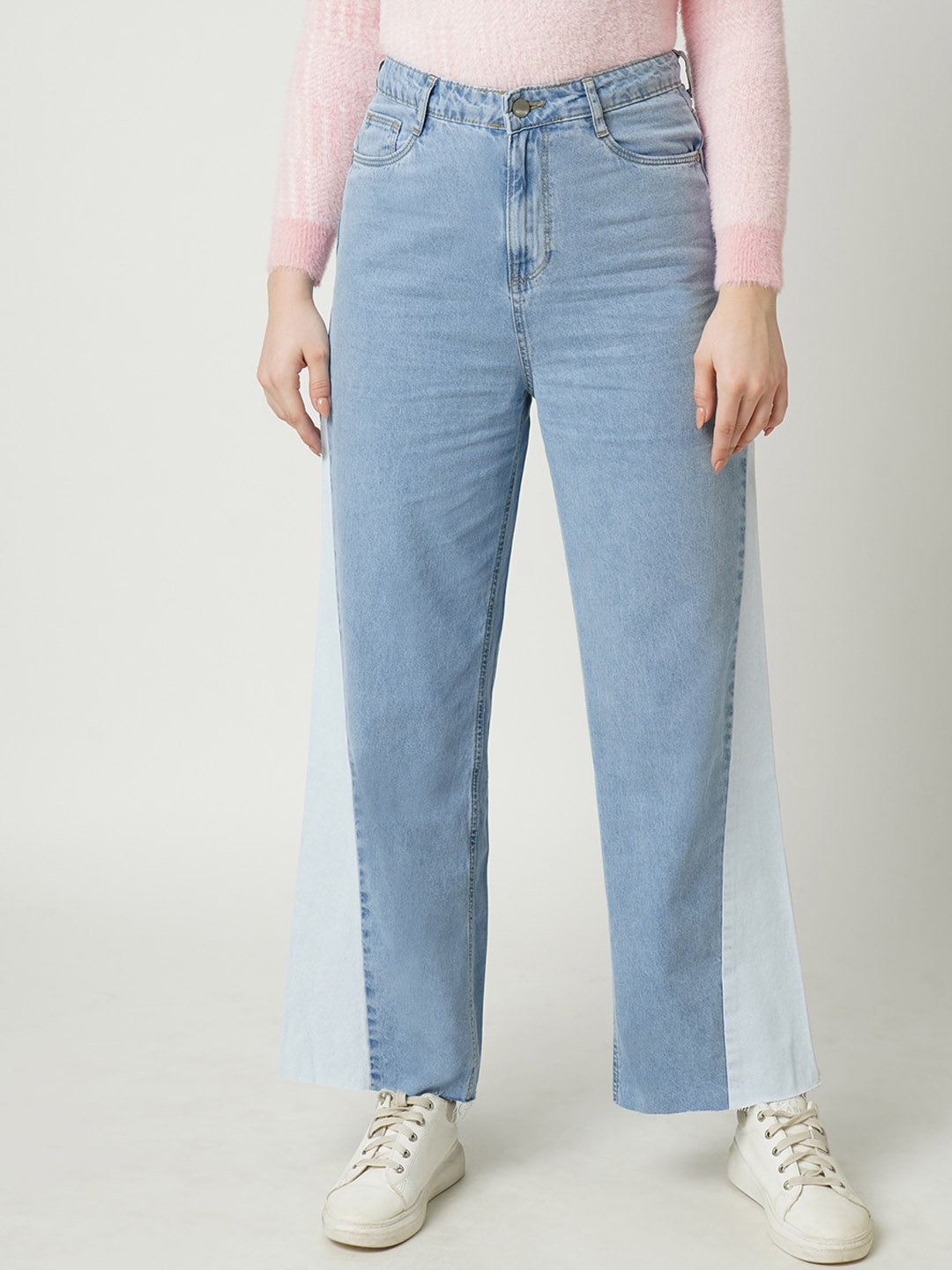 

Kraus Jeans Women Wide Leg High Rise Clean Look Pure Cotton Jeans, Blue