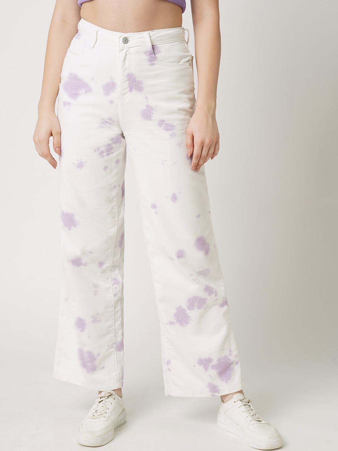 

Kraus Jeans Women Dyed Wide Leg High-Rise Jeans, Purple