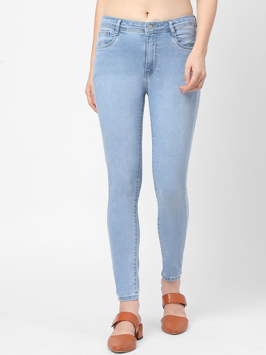 

Kraus Jeans Women Skinny Fit High Rise Clean Look Jeans, Blue