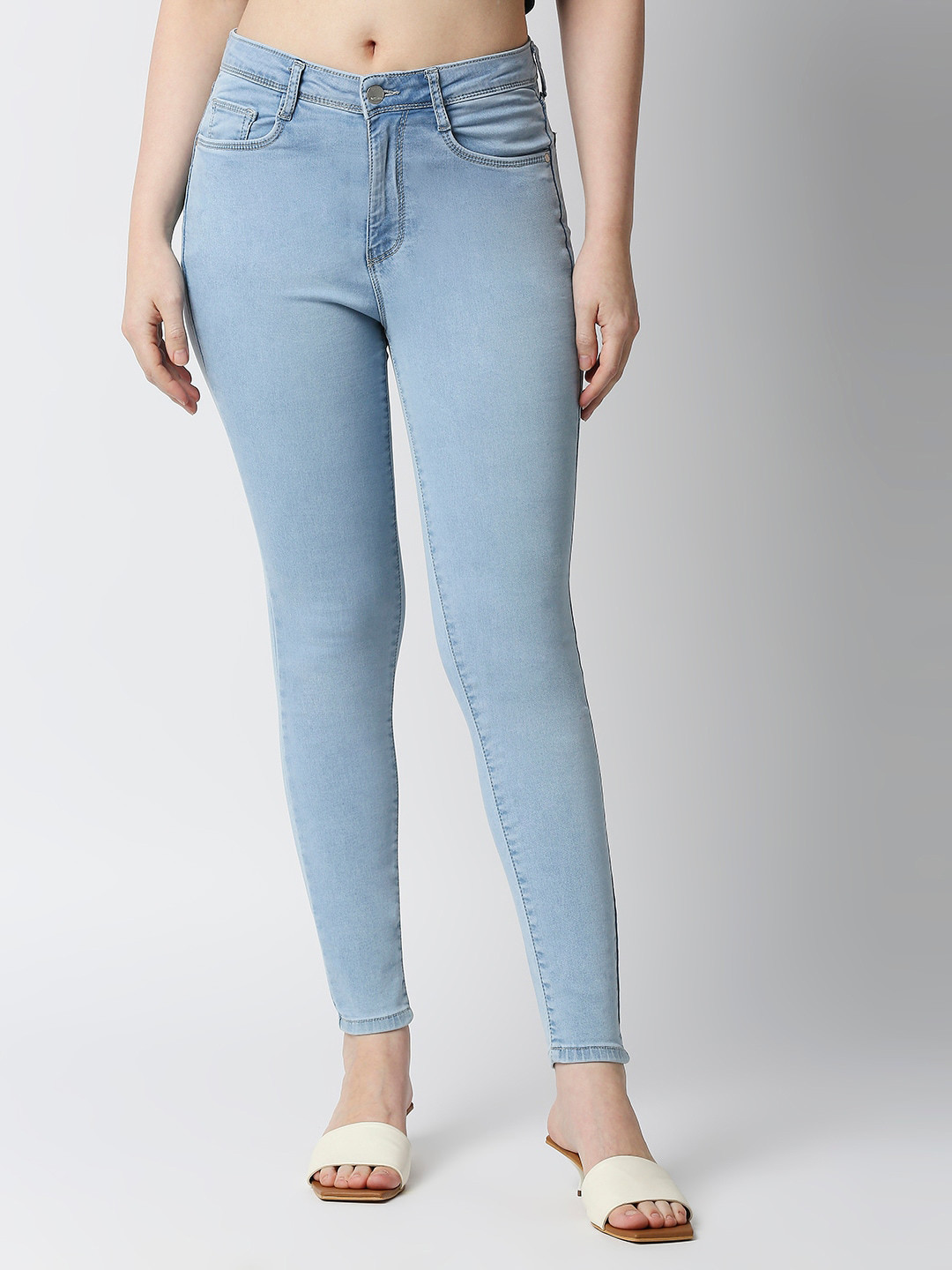 

Kraus Jeans Women Skinny Fit High Rise Clean Look Jeans, Blue