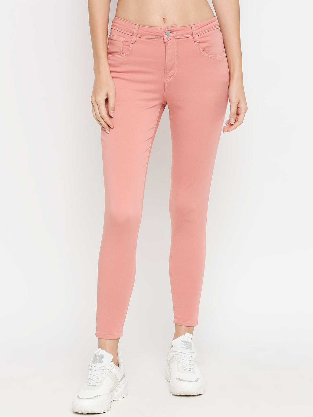 

Kraus Jeans Women Skinny Fit High-Rise Clean Look Stretchable Jeans, Pink