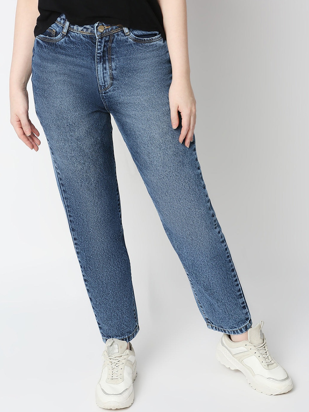 

Kraus Jeans Women High-Rise Clean Look Light Fade Cotton Jeans, Blue