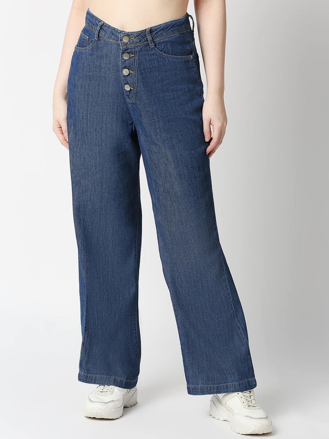 

Kraus Jeans Women Clean Look Wide Leg High-Rise Cotton Jeans, Blue