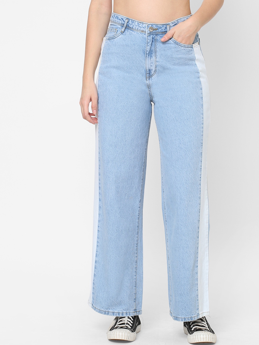 

Kraus Jeans Women Wide Leg Clean Look High-Rise Cotton Jeans, Blue