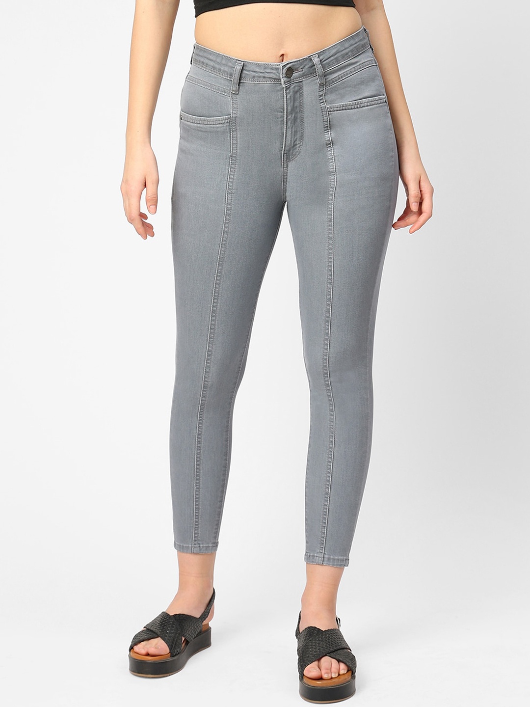 

Kraus Jeans Women Super Skinny Fit High-Rise Jeans, Grey