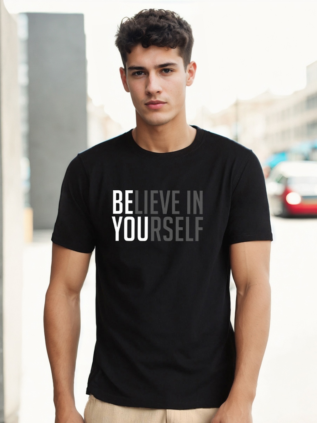 

NOBERO Men Typography Printed Pure Cotton T-shirt, Black