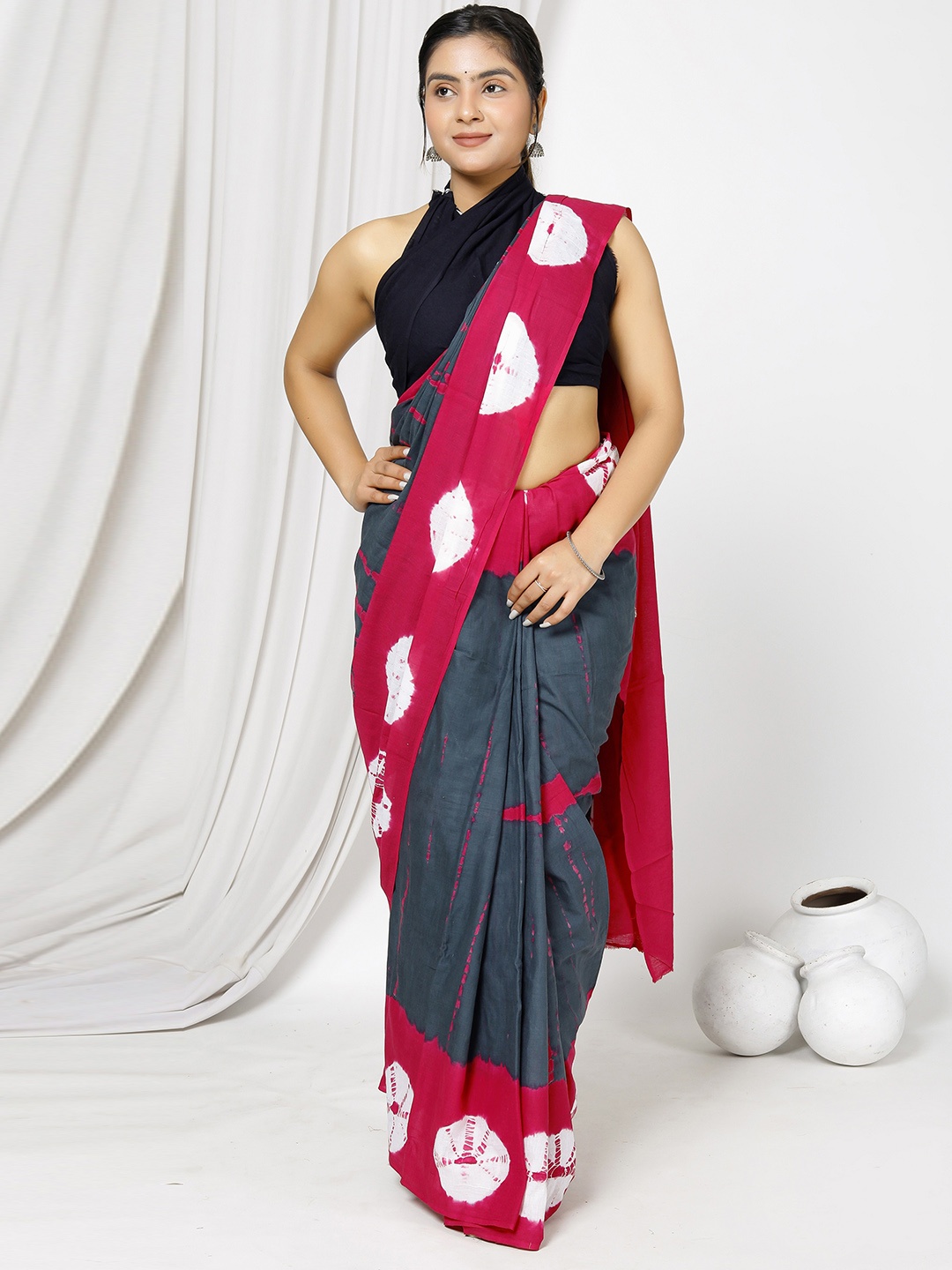 

Sanganeri Print Bandhani Pure Cotton Bandhani Saree, Red