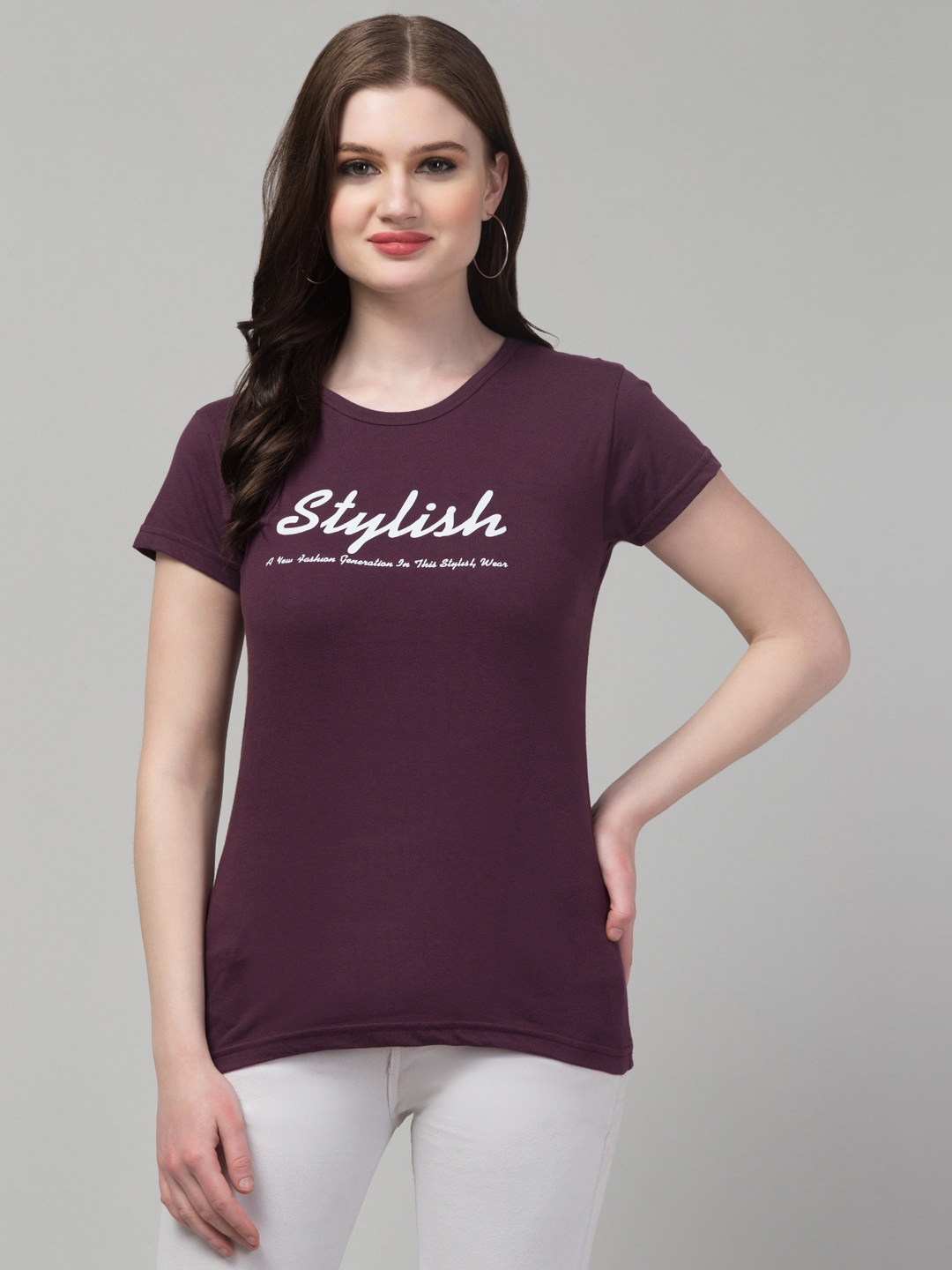 

Trend Level Typography Printed Cotton T-shirt, Burgundy