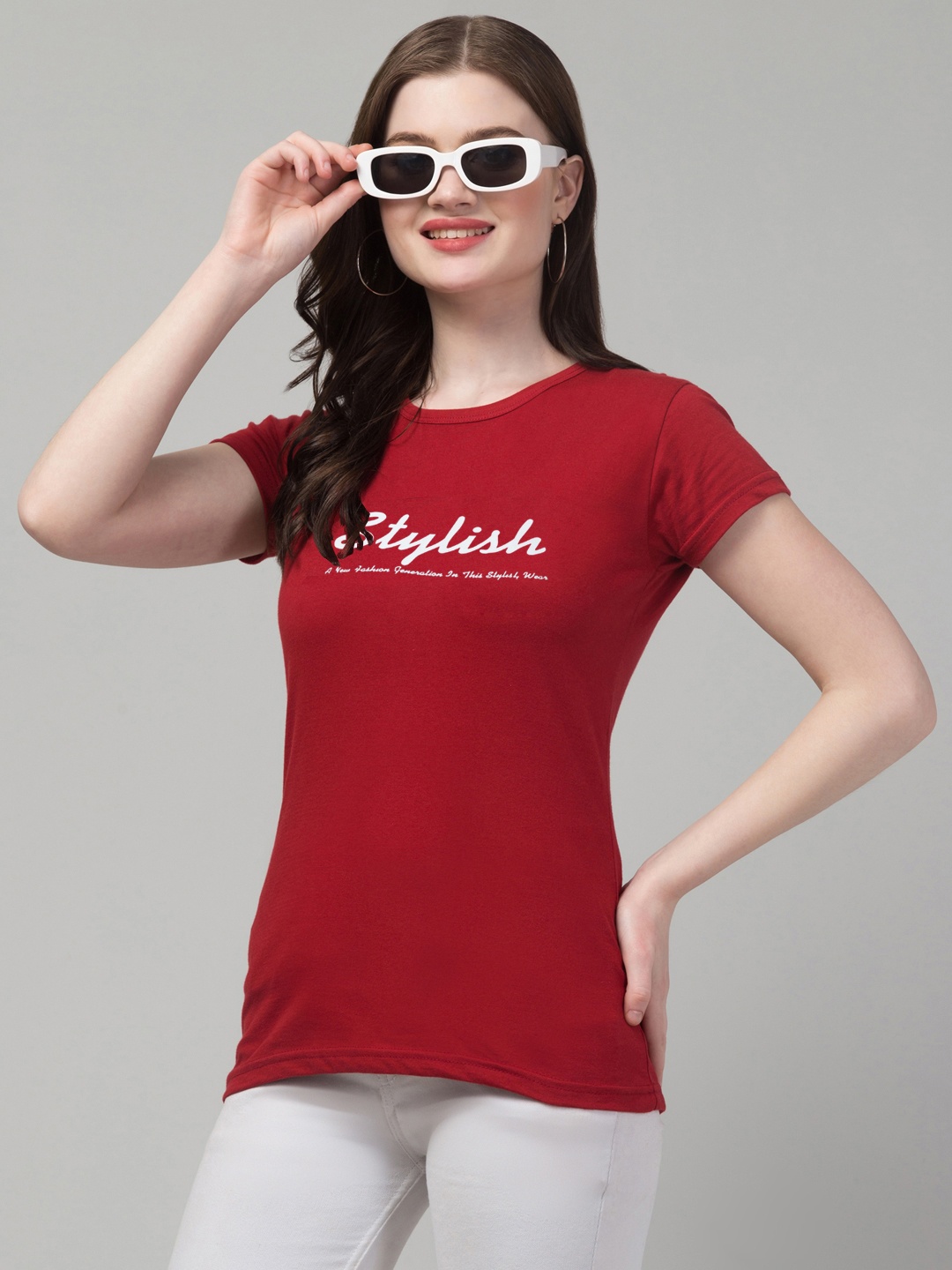 

Trend Level Typography Printed Cotton T-shirt, Maroon