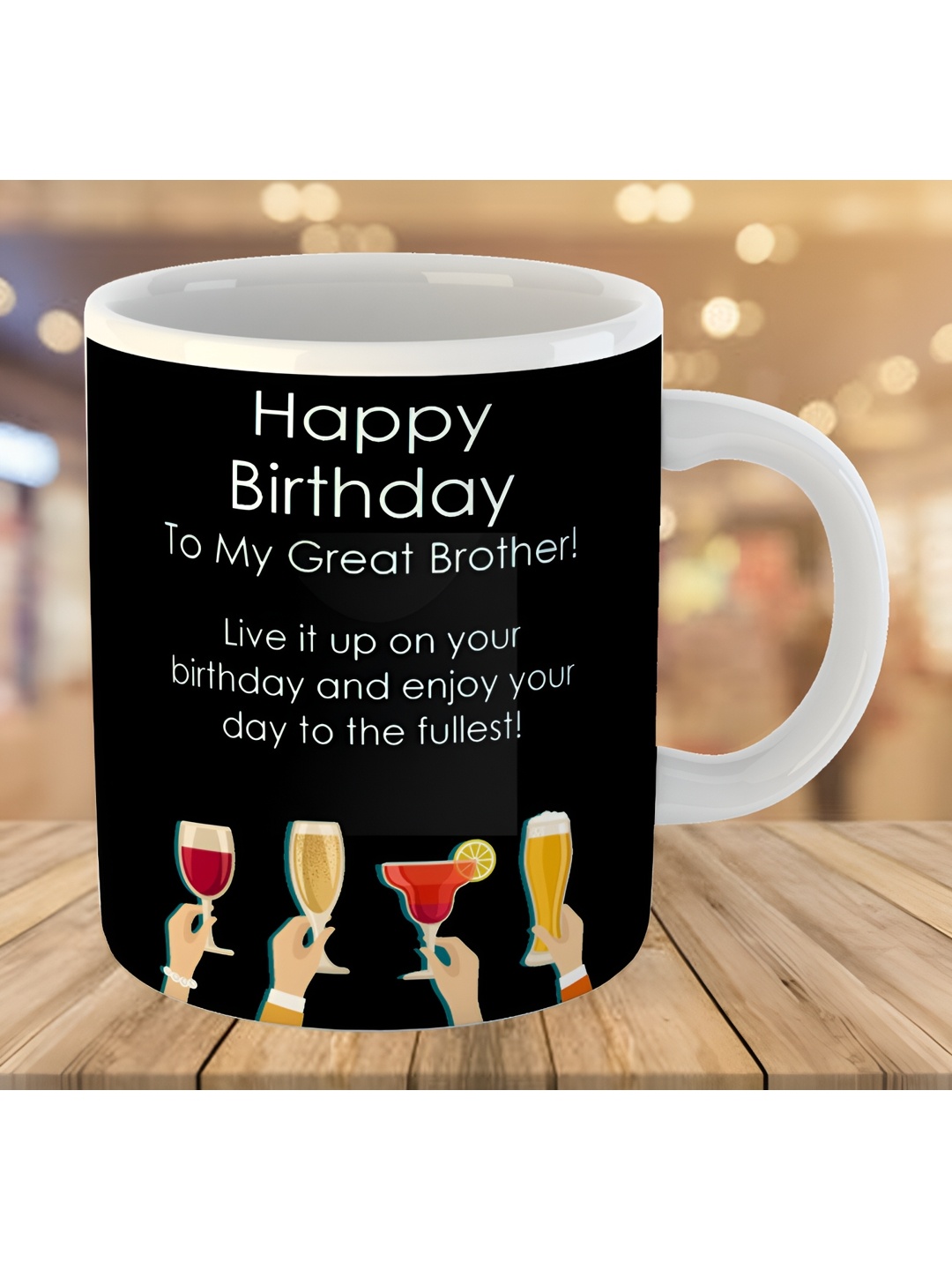 

Keviv White & Black Text or Slogans Printed Ceramic Glossy Mug 325 ml