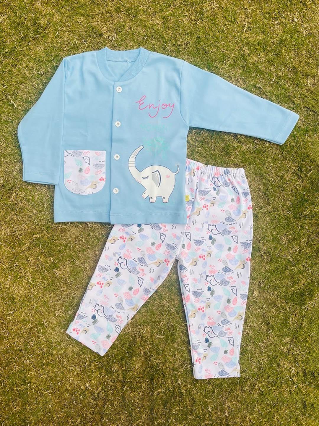 

BAESD Kids Printed Pure Cotton Shirt With Pyjamas, Blue