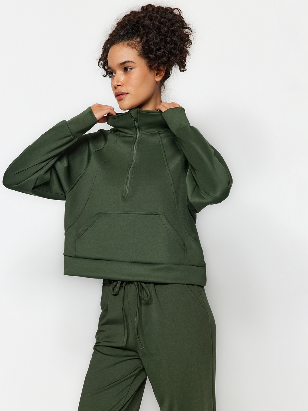 

Trendyol Mock Collar Sweatshirt, Olive