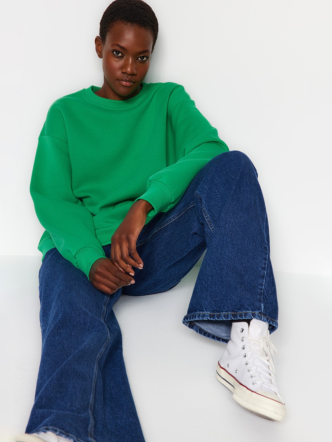 

Trendyol Round Neck Pullover Sweatshirt, Green