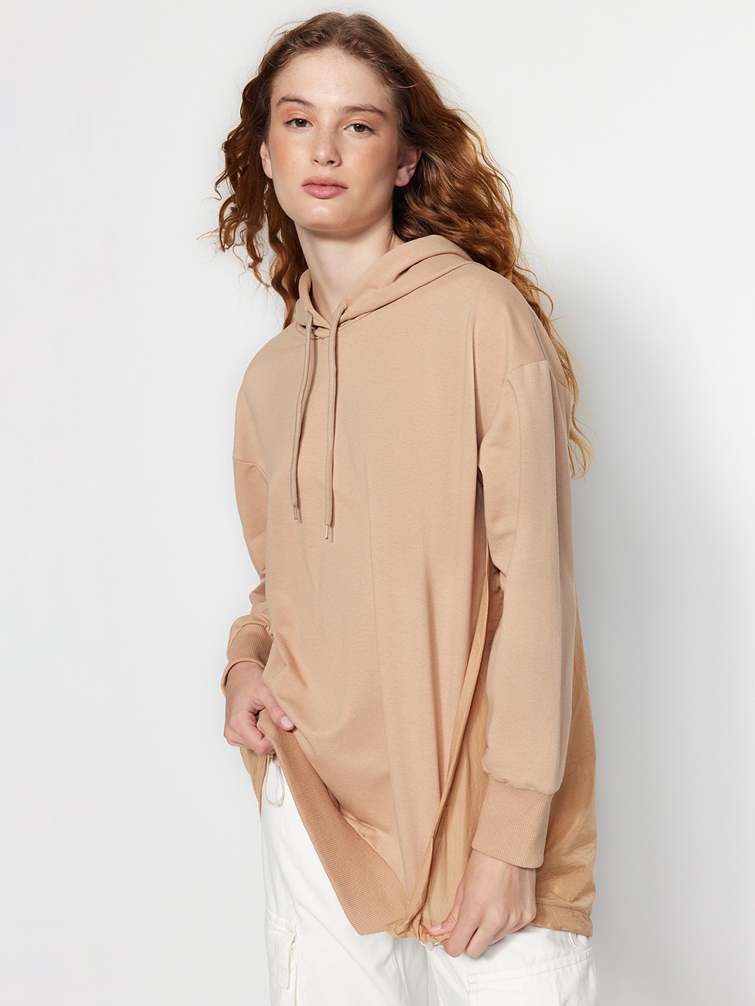 

Trendyol Hooded Long Sleeves Sweatshirt, Beige