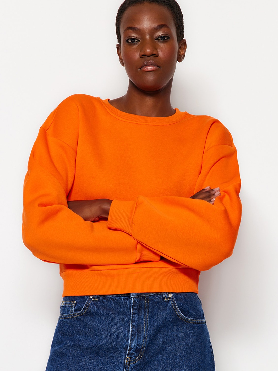 

Trendyol Round Neck Pullover Sweatshirt, Orange