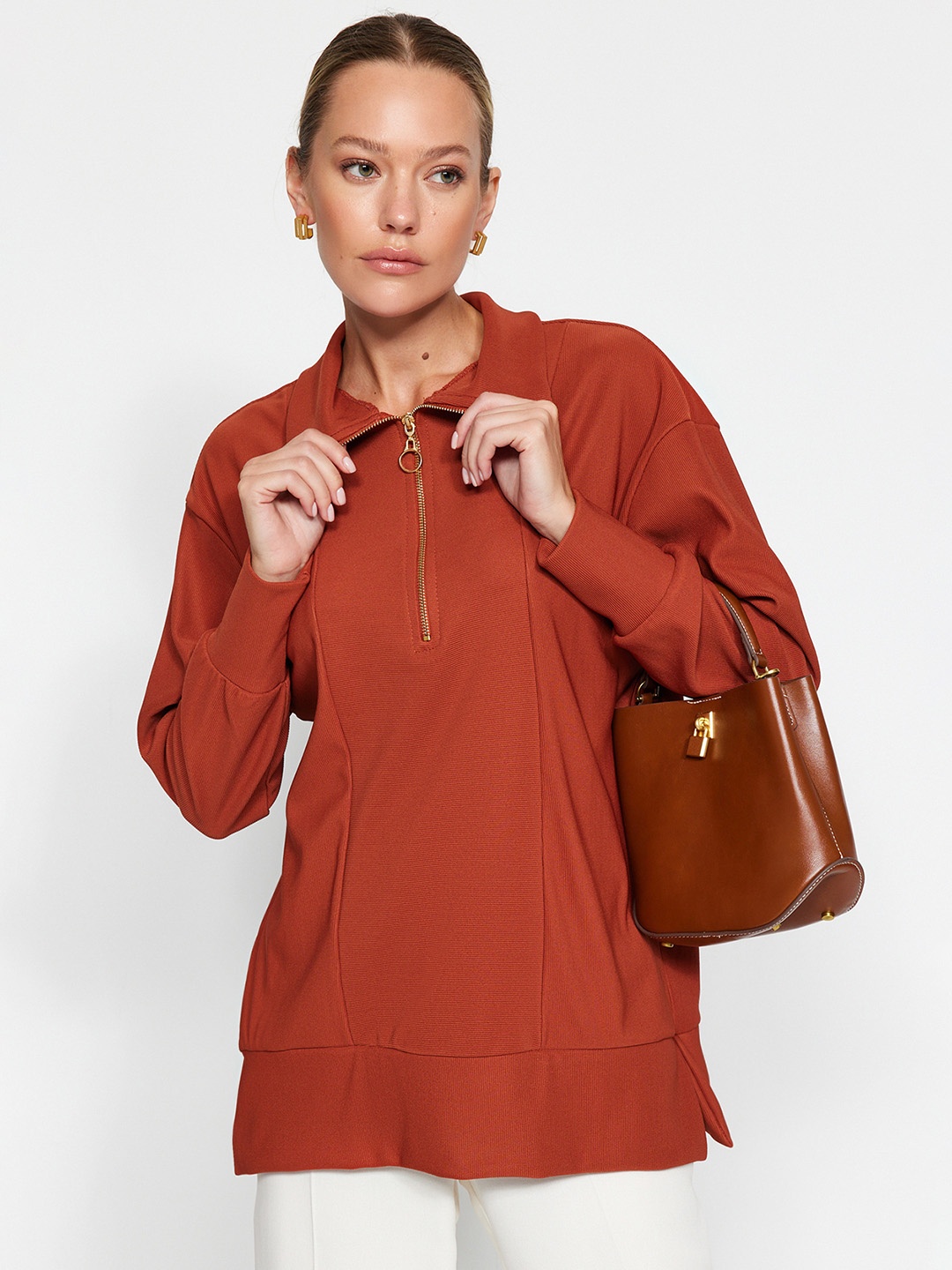 

Trendyol Pure Cotton Pullover, Rust