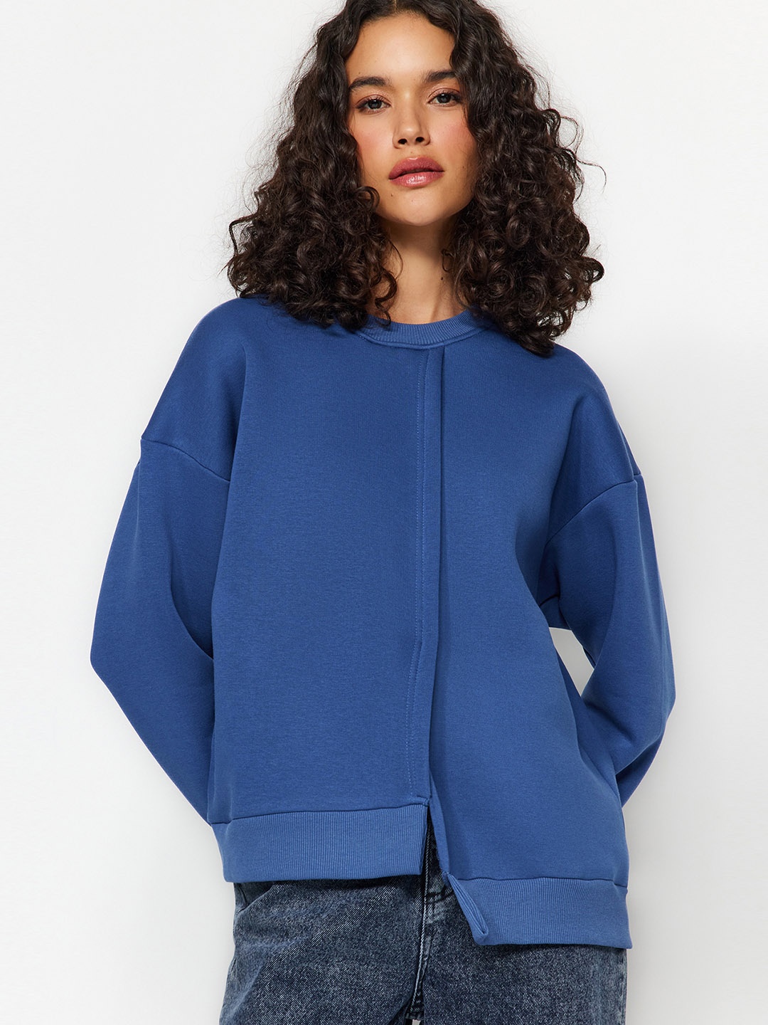 

Trendyol Round Neck Pullover Sweatshirt, Blue