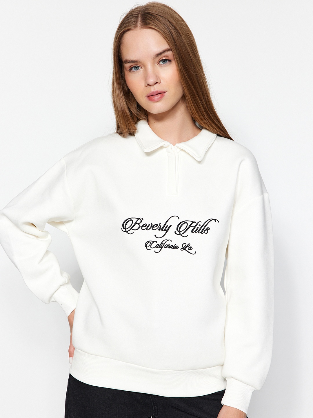 

Trendyol Typography Printed Sweatshirt, White