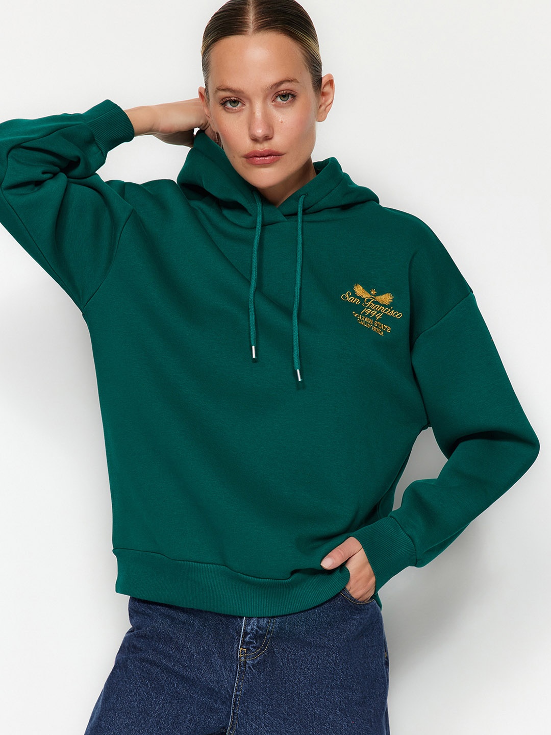 

Trendyol Hooded Long Sleeves Sweatshirt, Green