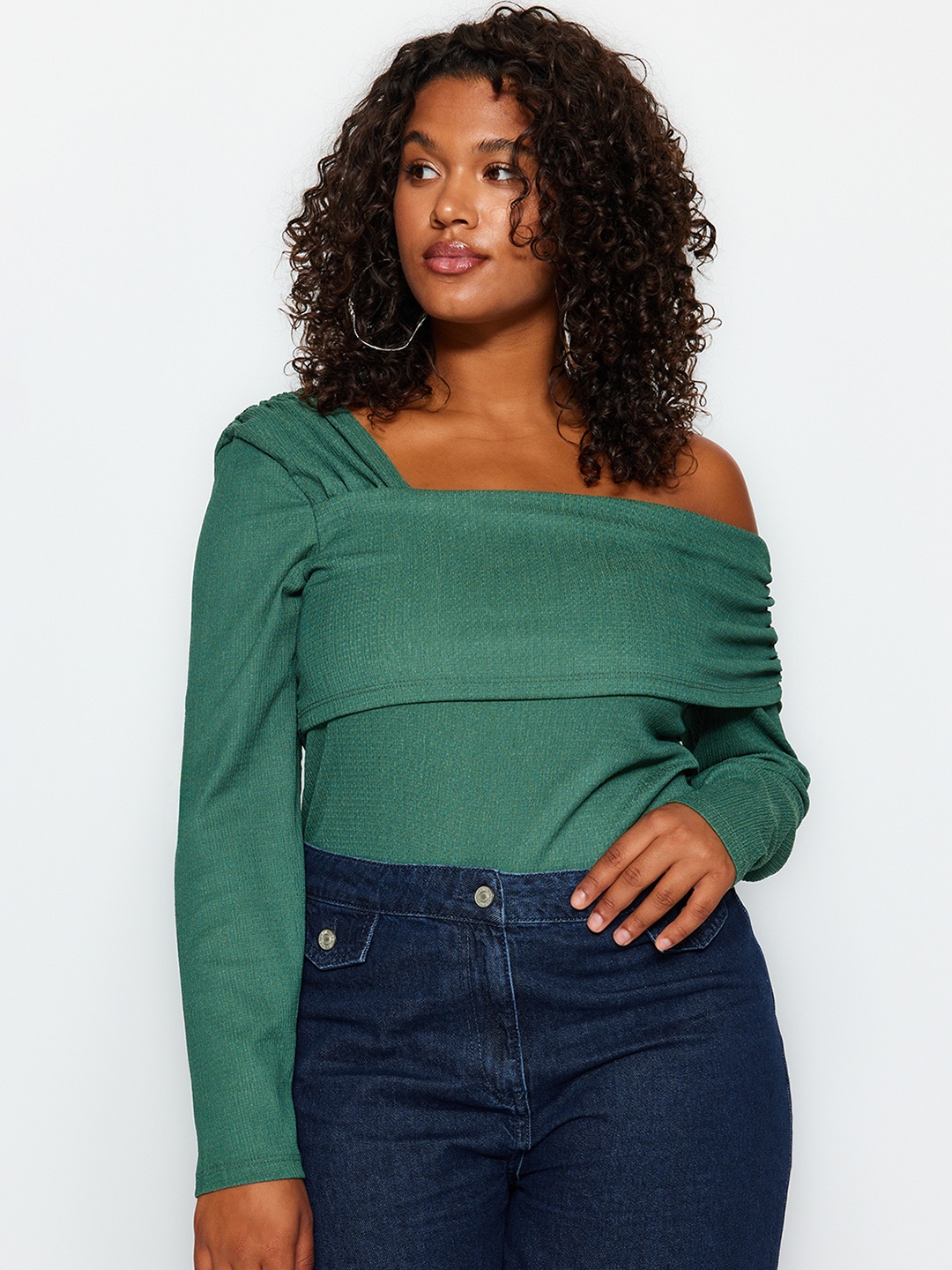 

Trendyol Off-Shoulder Long Sleeve Top, Green
