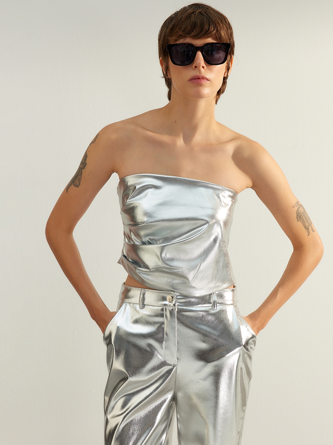 

Trendyol Strapless Tube Top, Silver