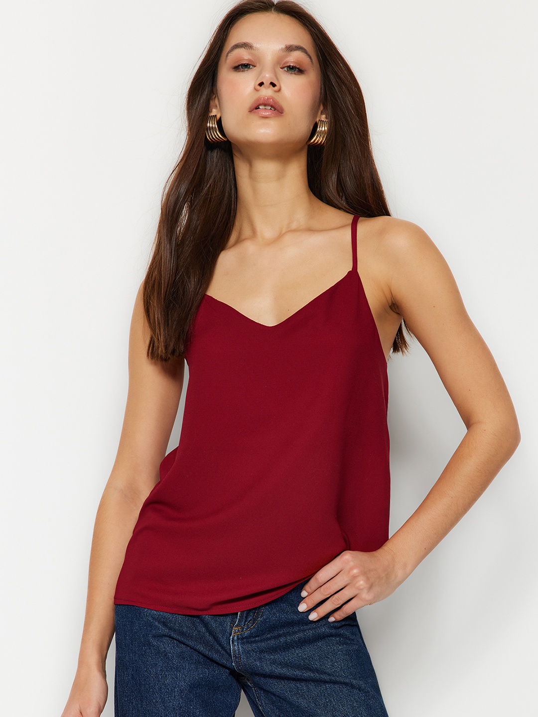 

Trendyol Shoulder Straps Sleeveless Regular Top, Red