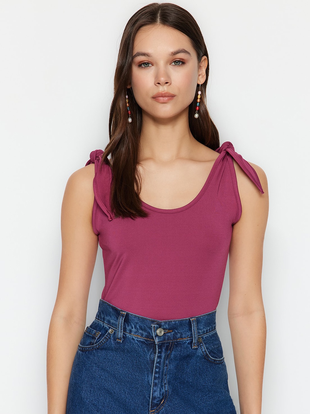 

Trendyol Shoulder Straps Net Top, Fuchsia