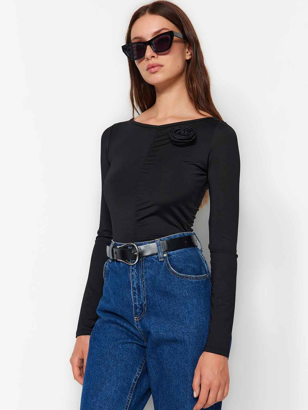 

Trendyol Ruched Long Sleeves Top, Black