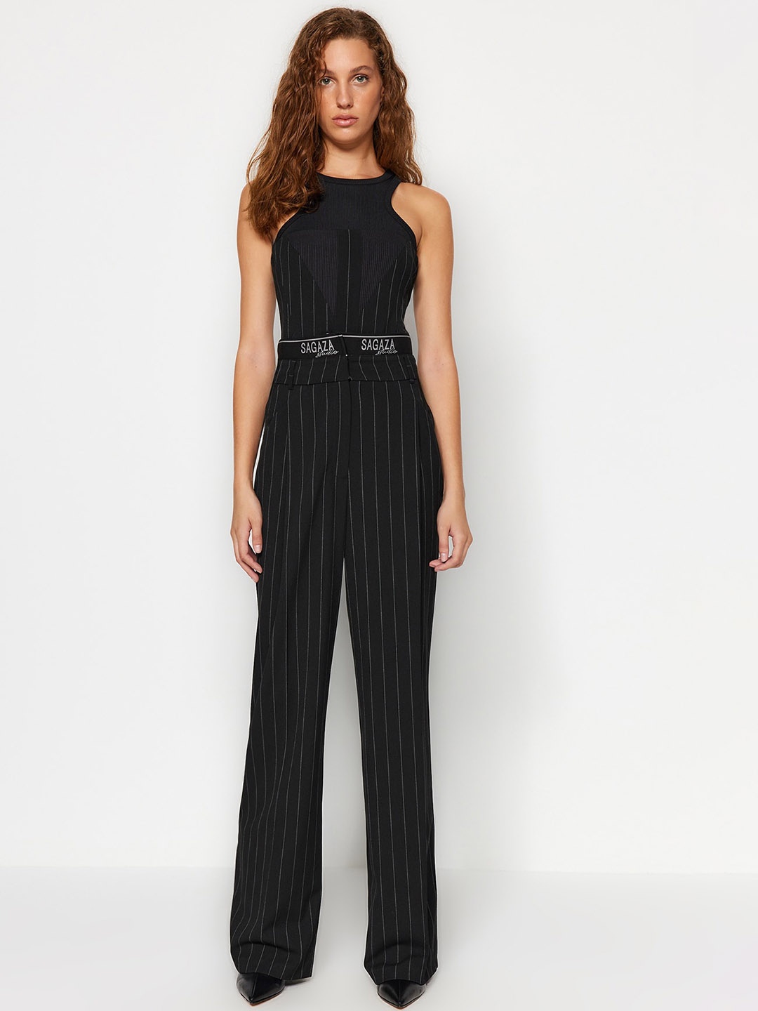 

Trendyol Women Striped Parallel Trousers, Na