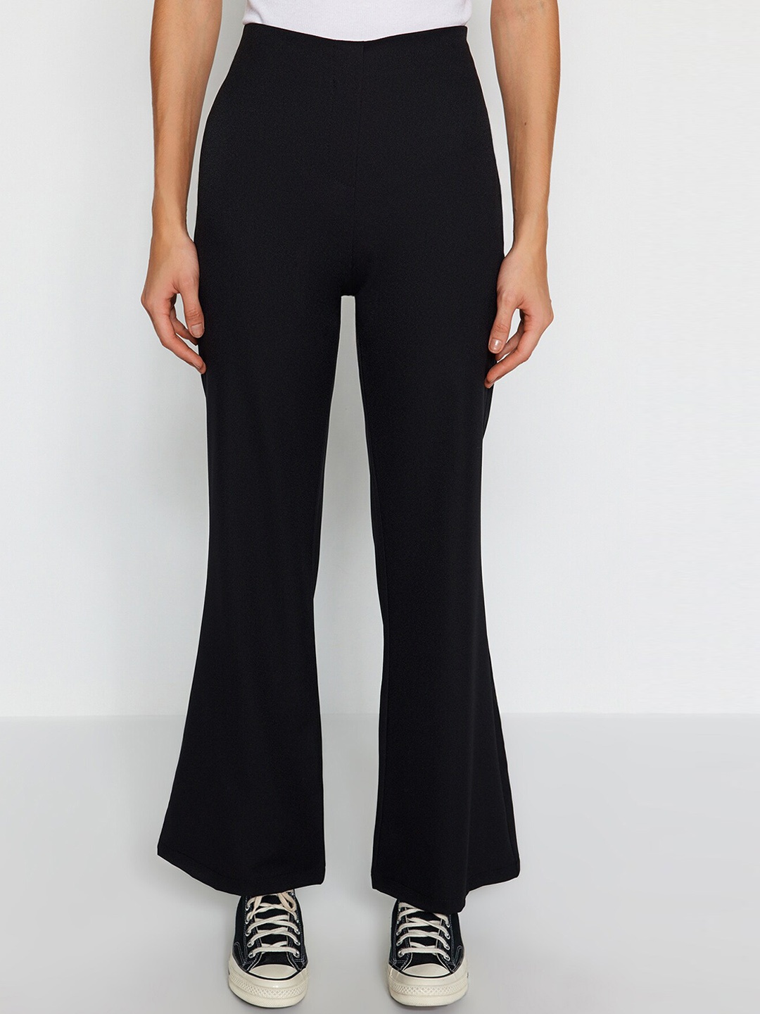 

Trendyol Women Mid-Rise Bootcut Trousers, Black