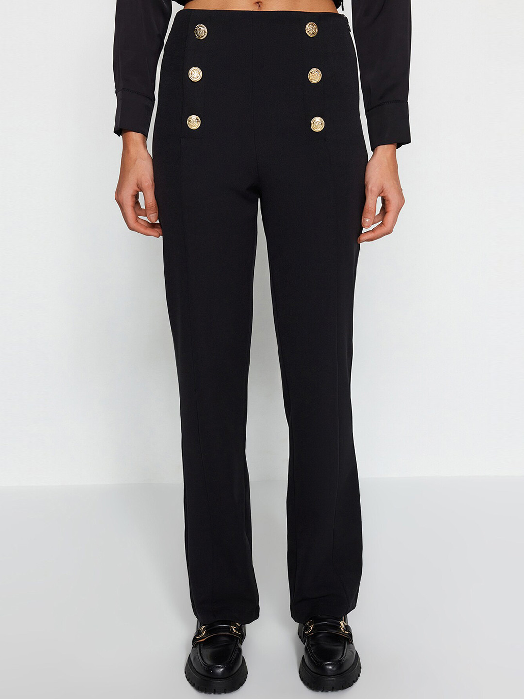 

Trendyol Regular Fit Mid-Rise Parallel Trousers, Na