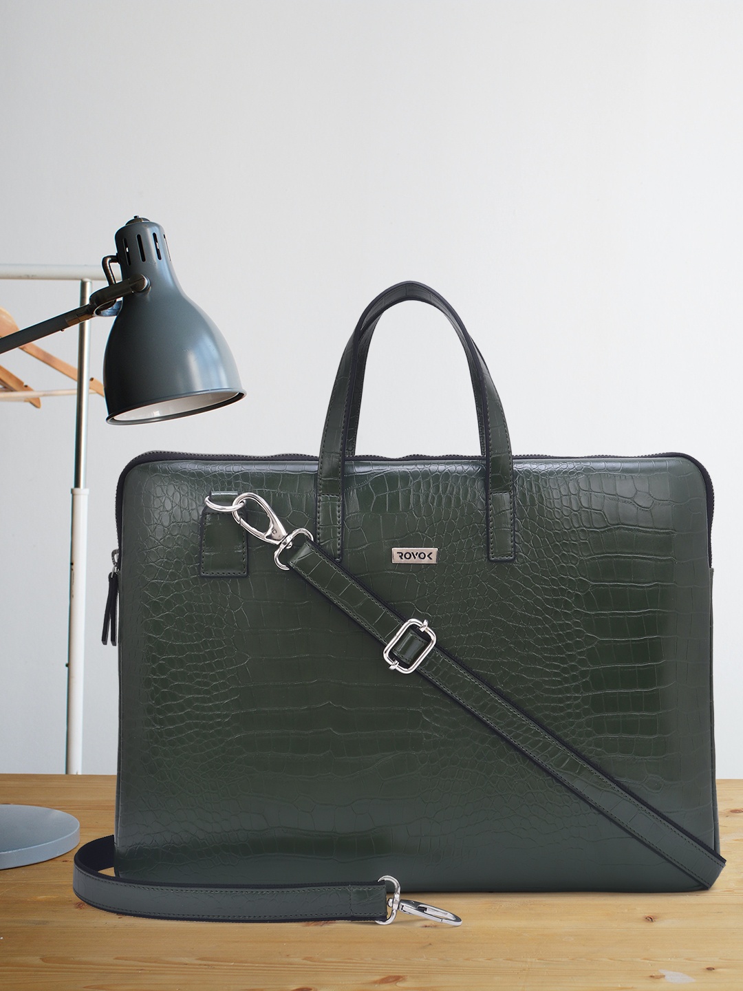 

ROVOK Unisex Textured Laptop Bag - Up to 16 inch, Green