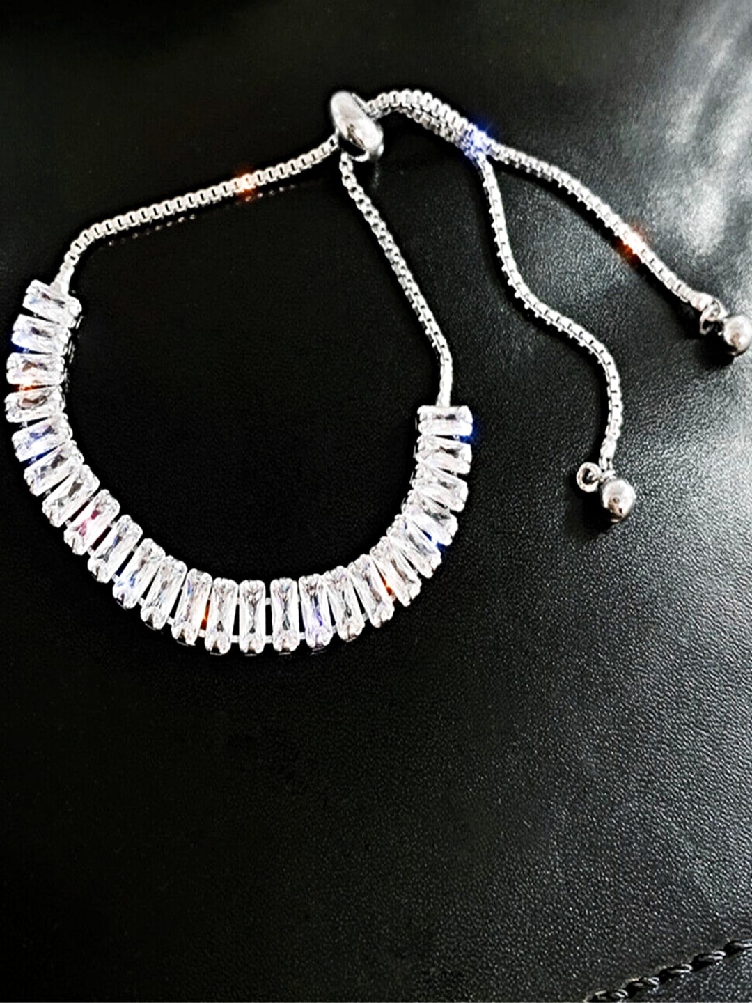 

Proplady Silver Plated American Diamond-Studded Jewellery Set