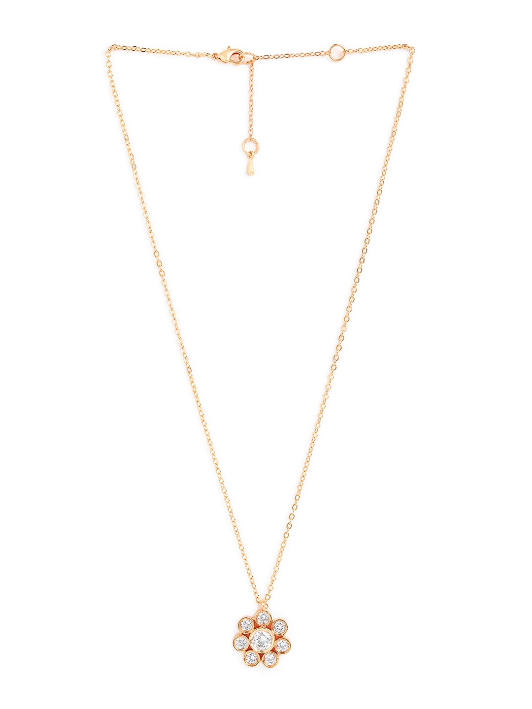 

MINUTIAE Rose Gold-Plated Stones-Studded Pendant With Chain