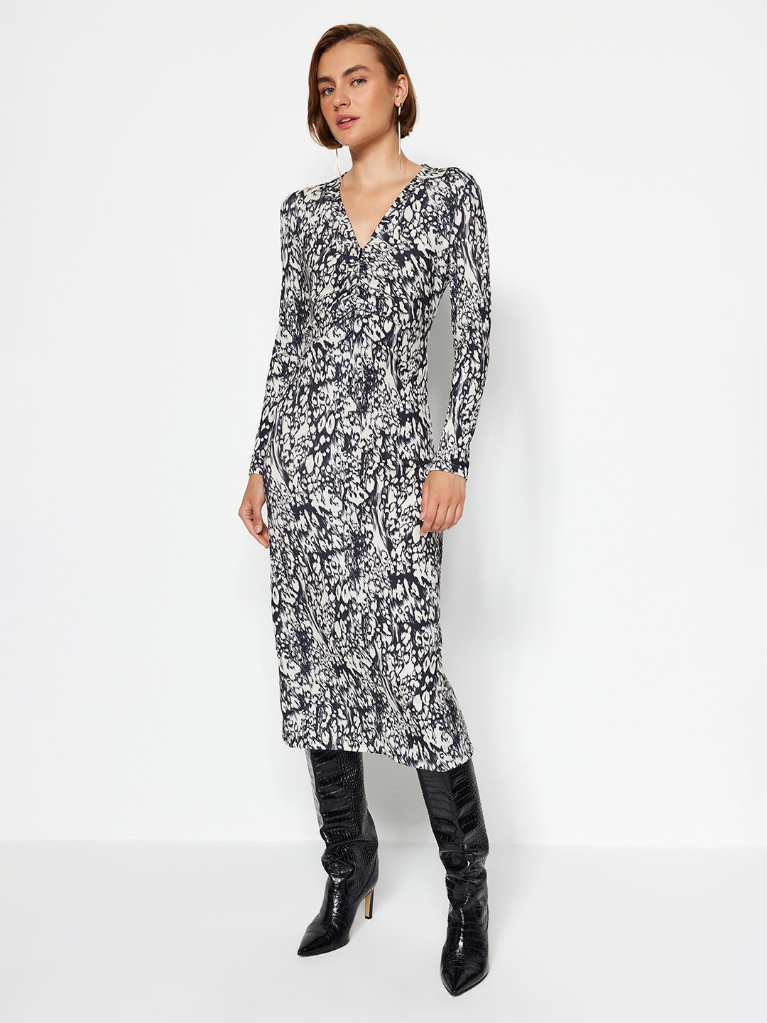 

Trendyol Print Midi Dress, Black
