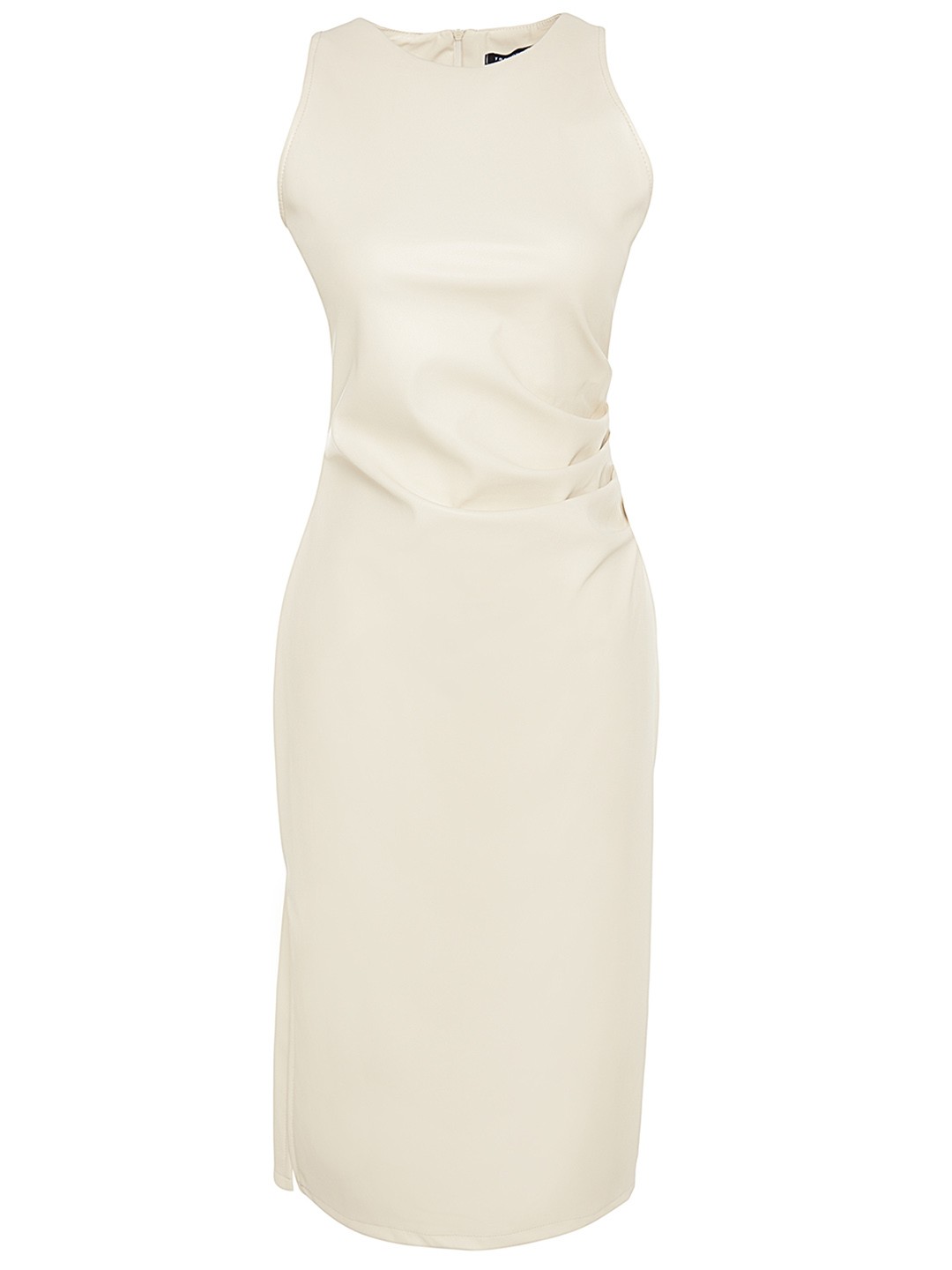 

Trendyol Round Neck Straight Opaque Bodycon Dress, Beige