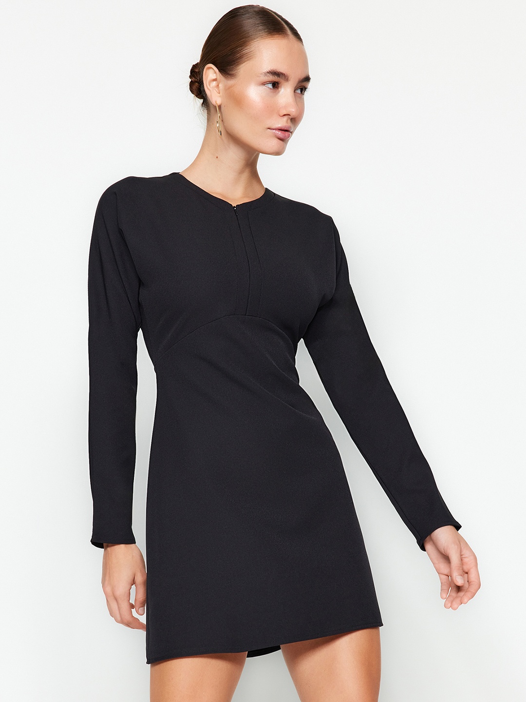 

Trendyol V-Neck A-Line Mini Dress, Black