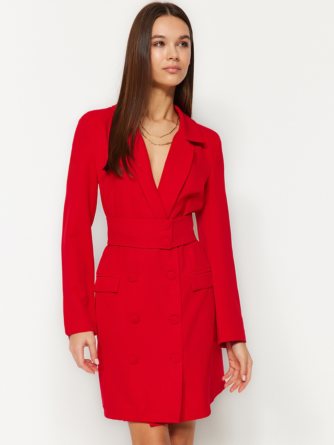

Trendyol Long Sleeves Above Knee Wrap Dress, Na
