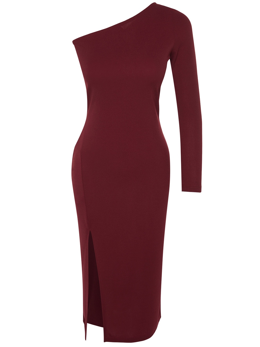 

Trendyol One Shoulder Bodycon Midi Dress, Maroon